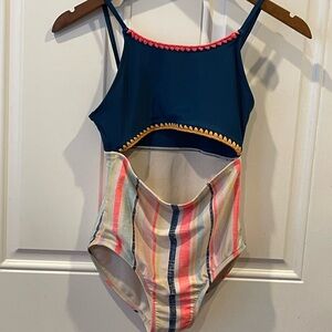 Art Class Navy and Multicolor Striped Swimsuit